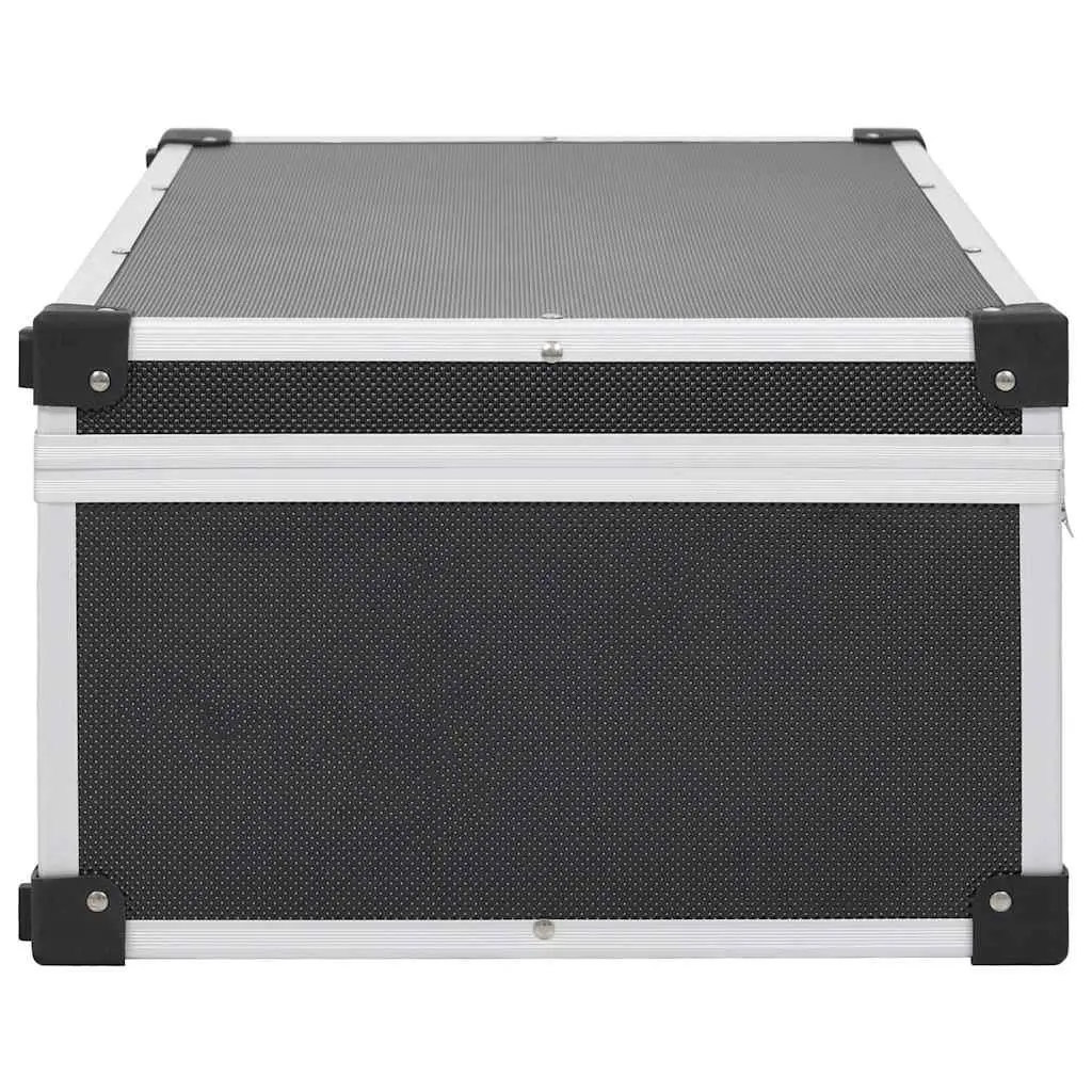 CD Case Organiser for 80 CDs Black Storage Box with Aluminium Trimming Lock