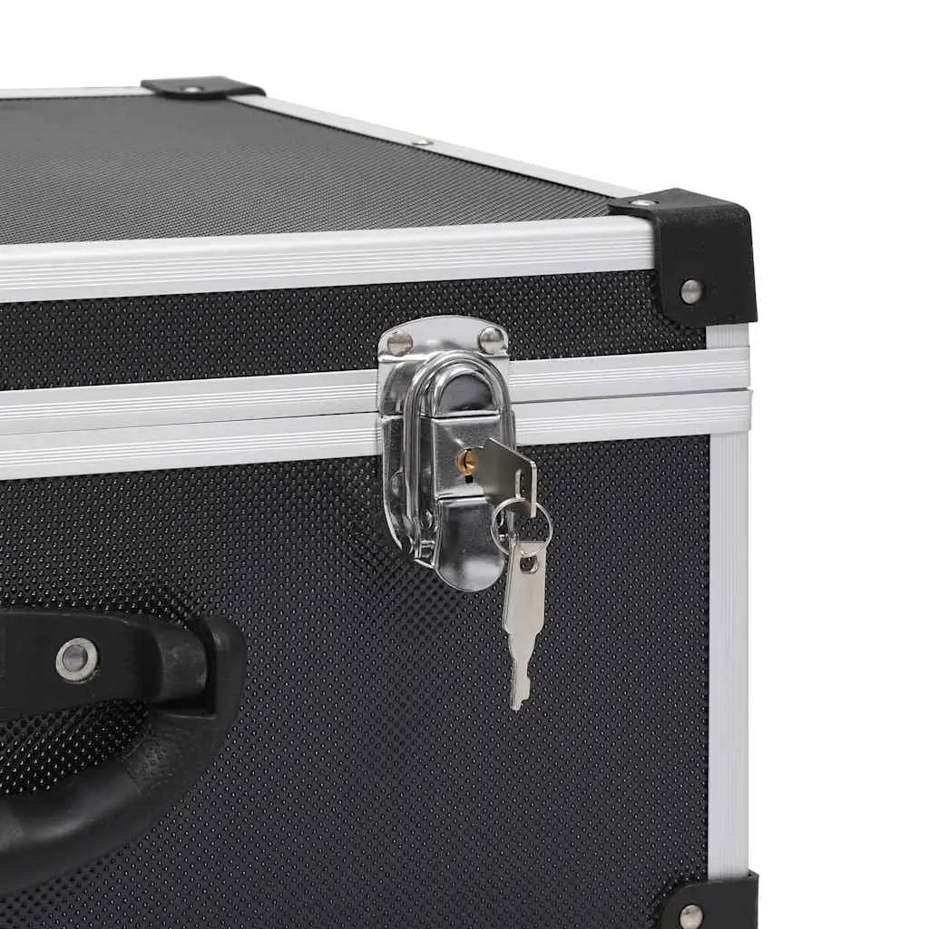 CD Case for 60 CDs Black Storage Organiser with Aluminium Trim and Lock Keys