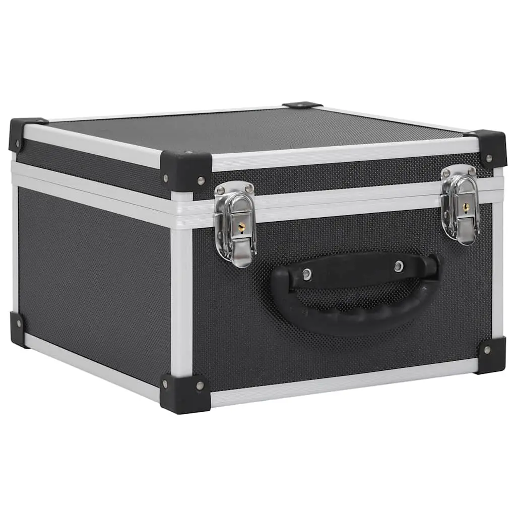 CD Case Black 40 CDs Storage Box Organiser Aluminium Trimming Locking Mechanism