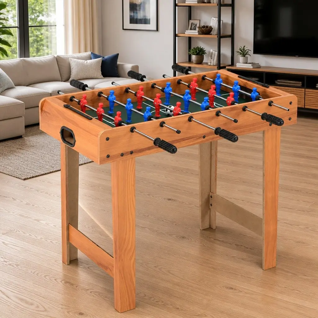 Foosball Table Brown 69x37x62cm Compact Indoor Game Room with 6 Rows of Players