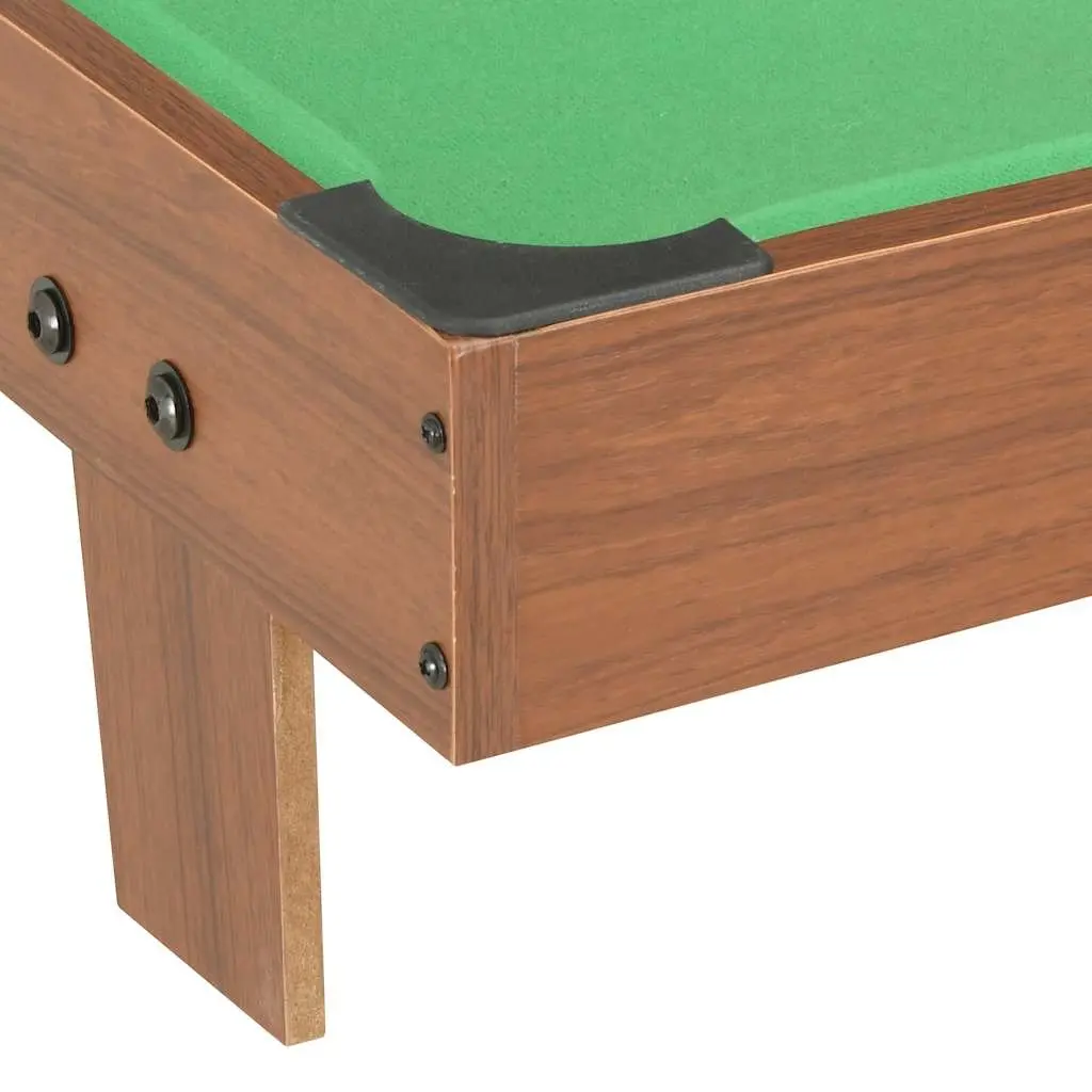 Mini Pool Table Brown Green 92x52x19cm Portable Tabletop Billiards Game