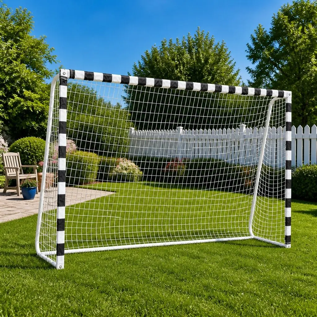 Soccer Goal White 300x200x90 cm Metal Frame for Outdoor Garden Training Playing