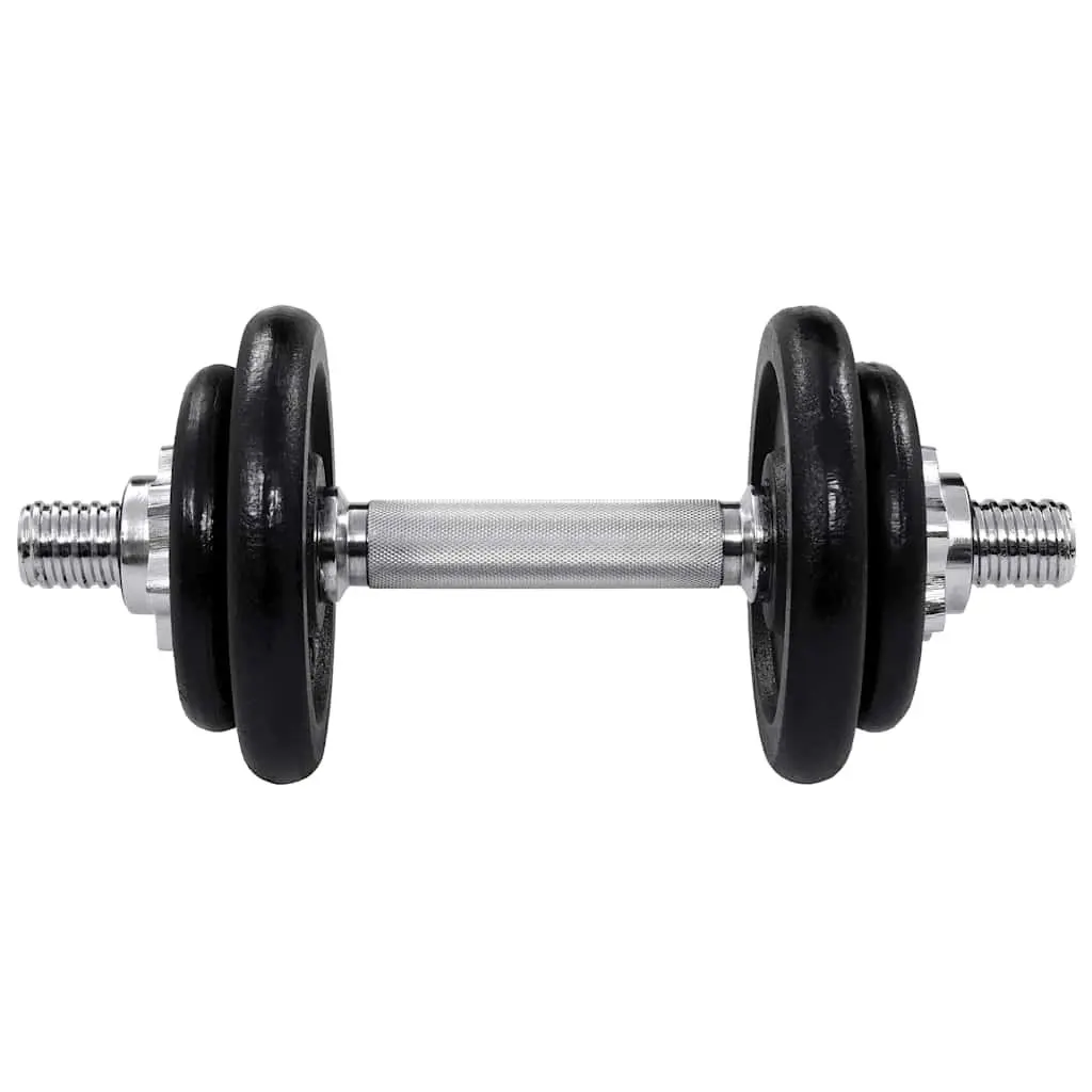 Dumbbell Set Black 20kg Adjustable Weight Plates Steel Bars Ergonomic Handles