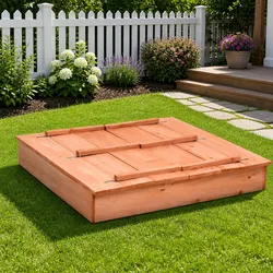 Wooden Sandbox 95x90x15cm: Compact and Functional