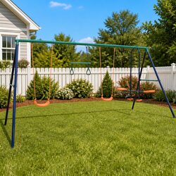 Compact and Functional Orange Steel Swing Set
