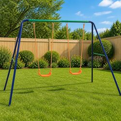 Compact Swing Set with 2 Seats for Kids' Play