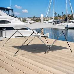Comfortable Boat Shade - 3-Bow Adjustable Bimini Top in White
