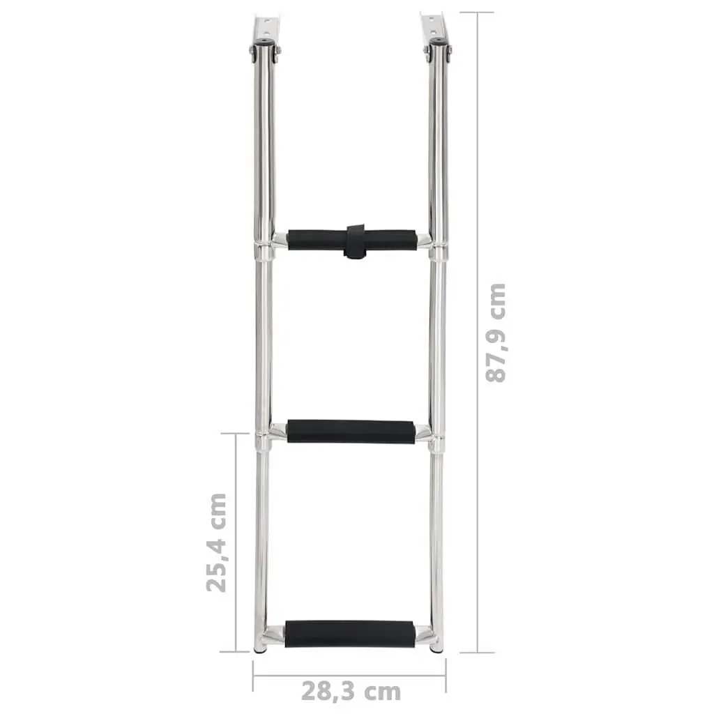 Folding Boarding Ladder 3-Step Telescopic Design for Boat Pool Platform Mounting