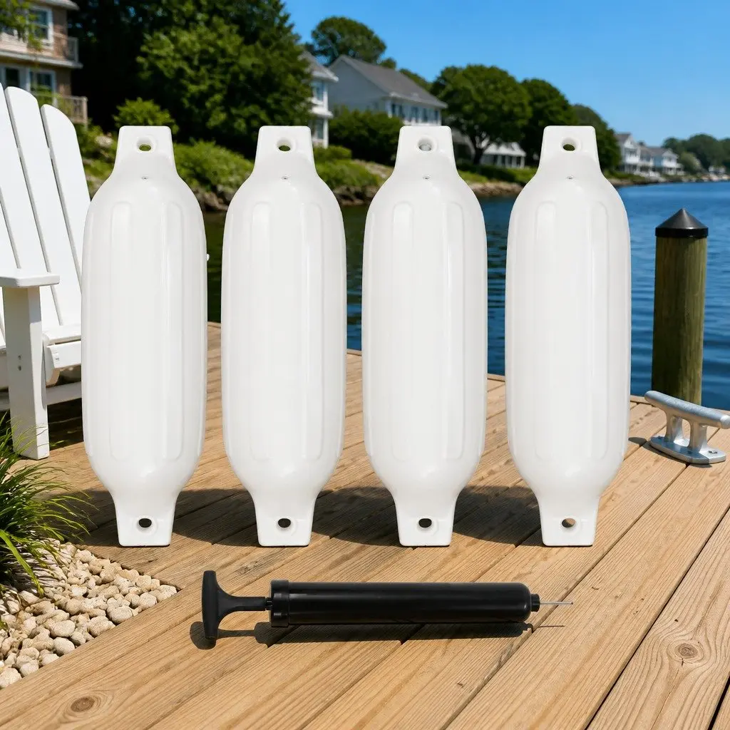 Boat Fenders Black 41 x 11.5 cm Inflatable Mooring Protection 4 Piece