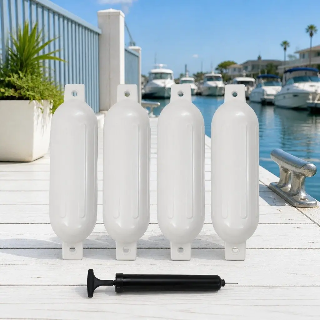 Boat Fenders White 51x14 cm Inflatable Mooring Protection Set of 4