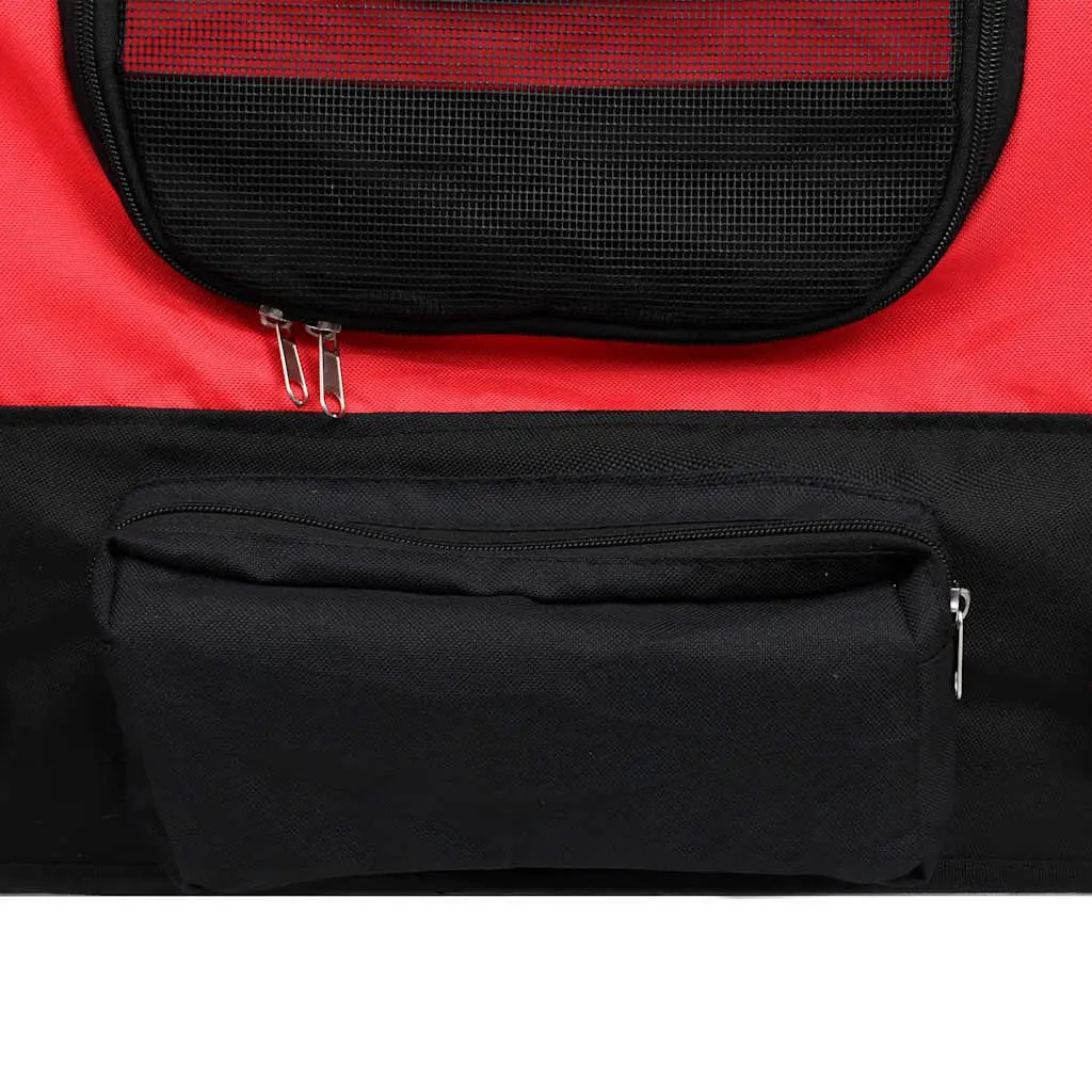 2-in-1 Pet Bike Trailer Jogging Stroller Red Black Sturdy Steel Frame Mesh Windows Suspension System Swivel Wheel