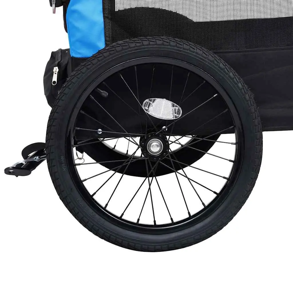 Pet Bike Trailer Jogging Stroller Blue Black 2-in-1 Convertible for Outdoor Use