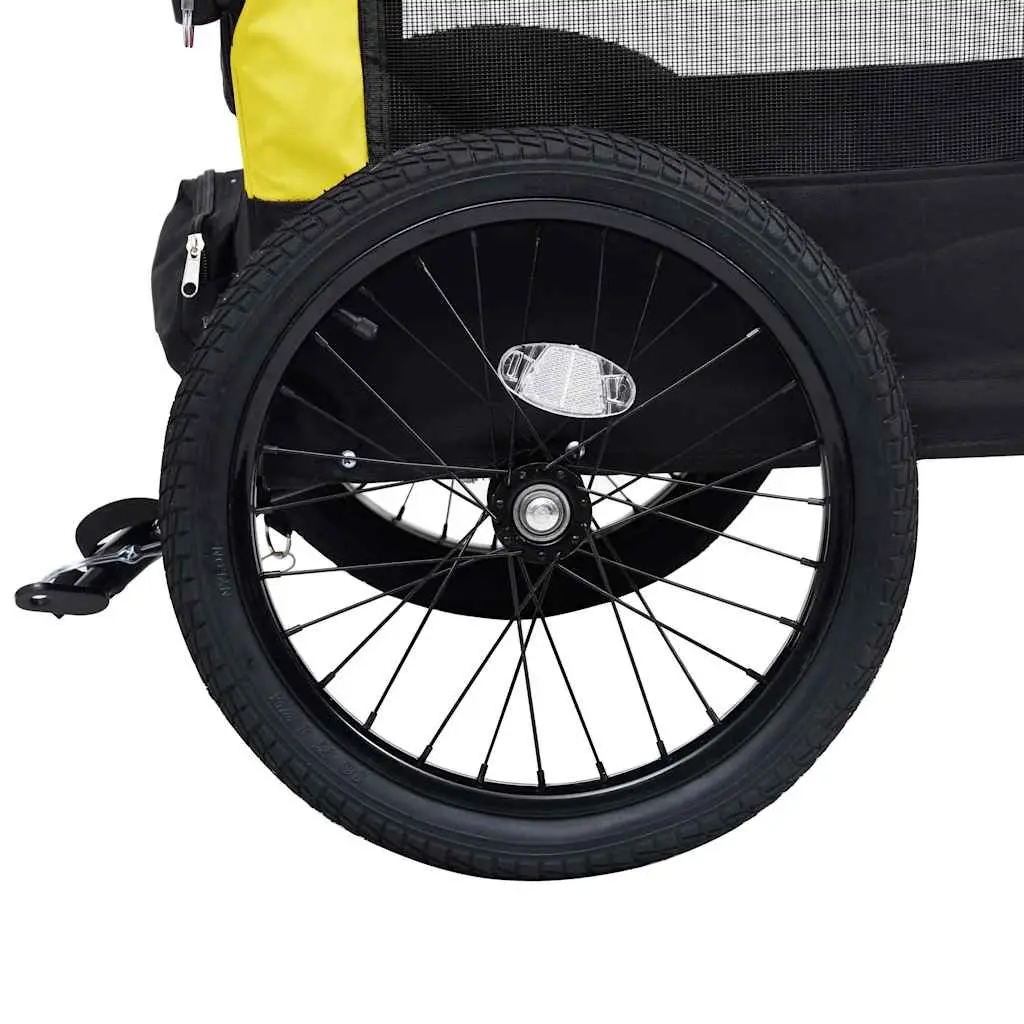 2-in-1 Pet Bike Trailer Jogging Stroller Yellow Black Dog Cat Carrier Conversion