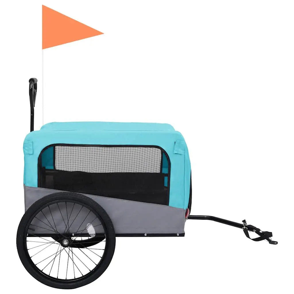 2-in-1 Pet Bike Trailer Jogging Stroller Blue Grey Convertible