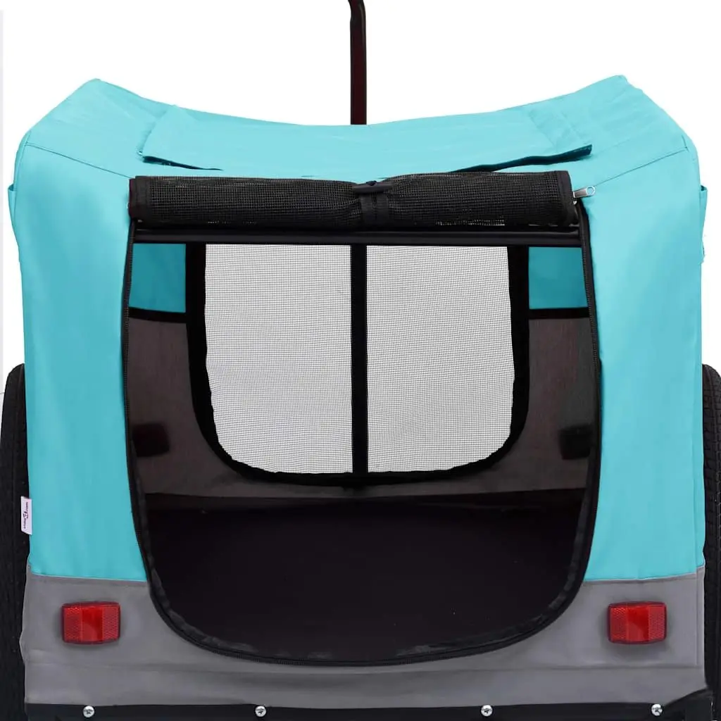 2-in-1 Pet Bike Trailer Jogging Stroller Blue Grey Convertible