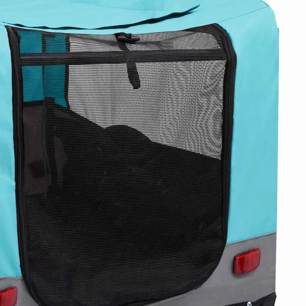 2-in-1 Pet Bike Trailer Jogging Stroller Blue Grey Convertible