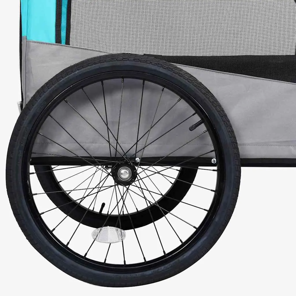 2-in-1 Pet Bike Trailer Jogging Stroller Blue Grey Convertible