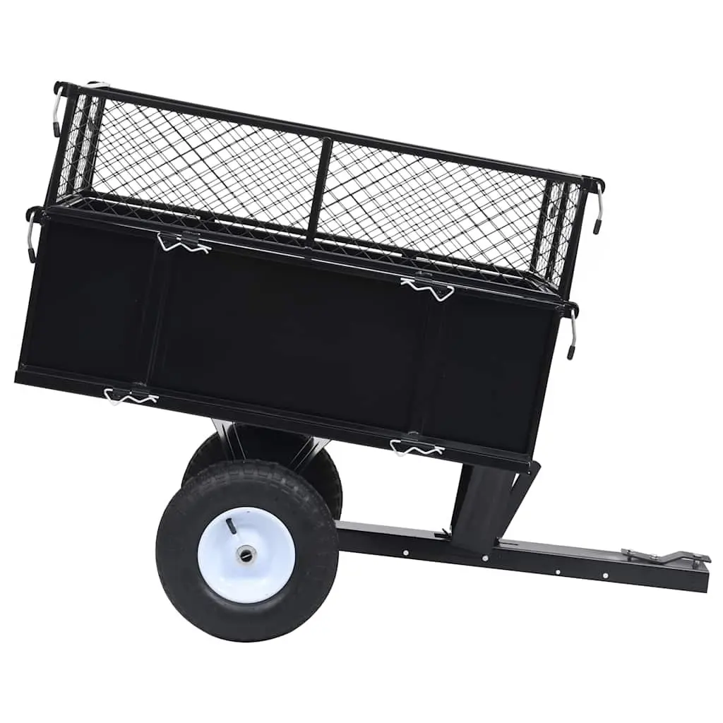 Tipping Trailer Green Adjustable Height 150 kg Load Capacity Folding Side Walls for Lawn Mower