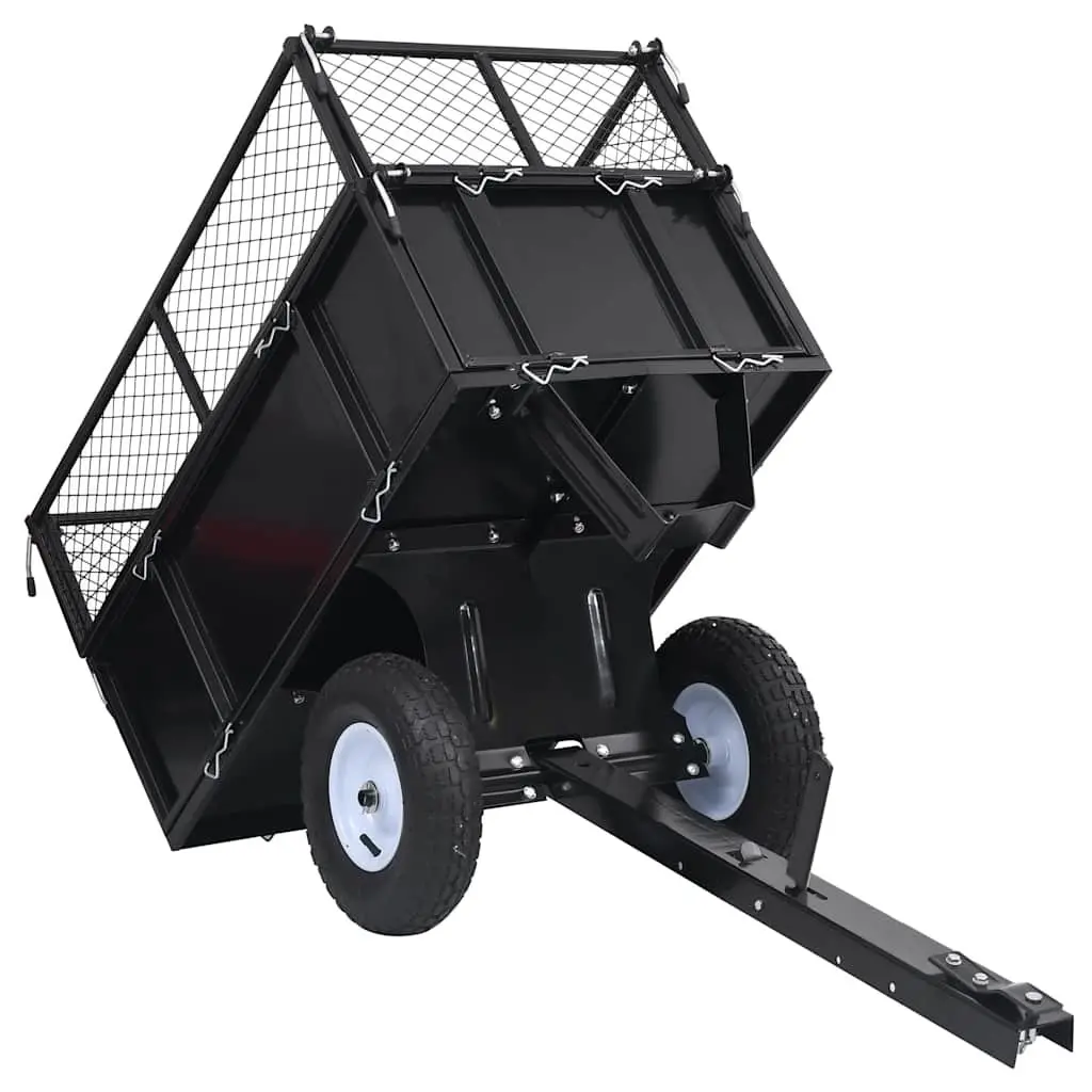 Tipping Trailer Green Adjustable Height 150 kg Load Capacity Folding Side Walls for Lawn Mower