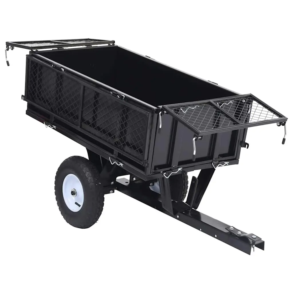 Tipping Trailer Green Adjustable Height 150 kg Load Capacity Folding Side Walls for Lawn Mower
