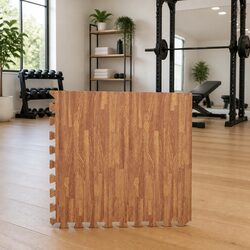 Exercise Floor Mats 24 pcs Wood Grain EVA Foam Puzzle Interlocking Tiles 8.64 m²