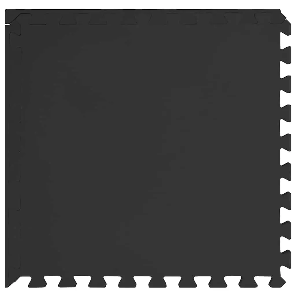 Exercise Floor Mats Black 12 Piece Interlocking Foam Padding Anti-slip Water-resistant