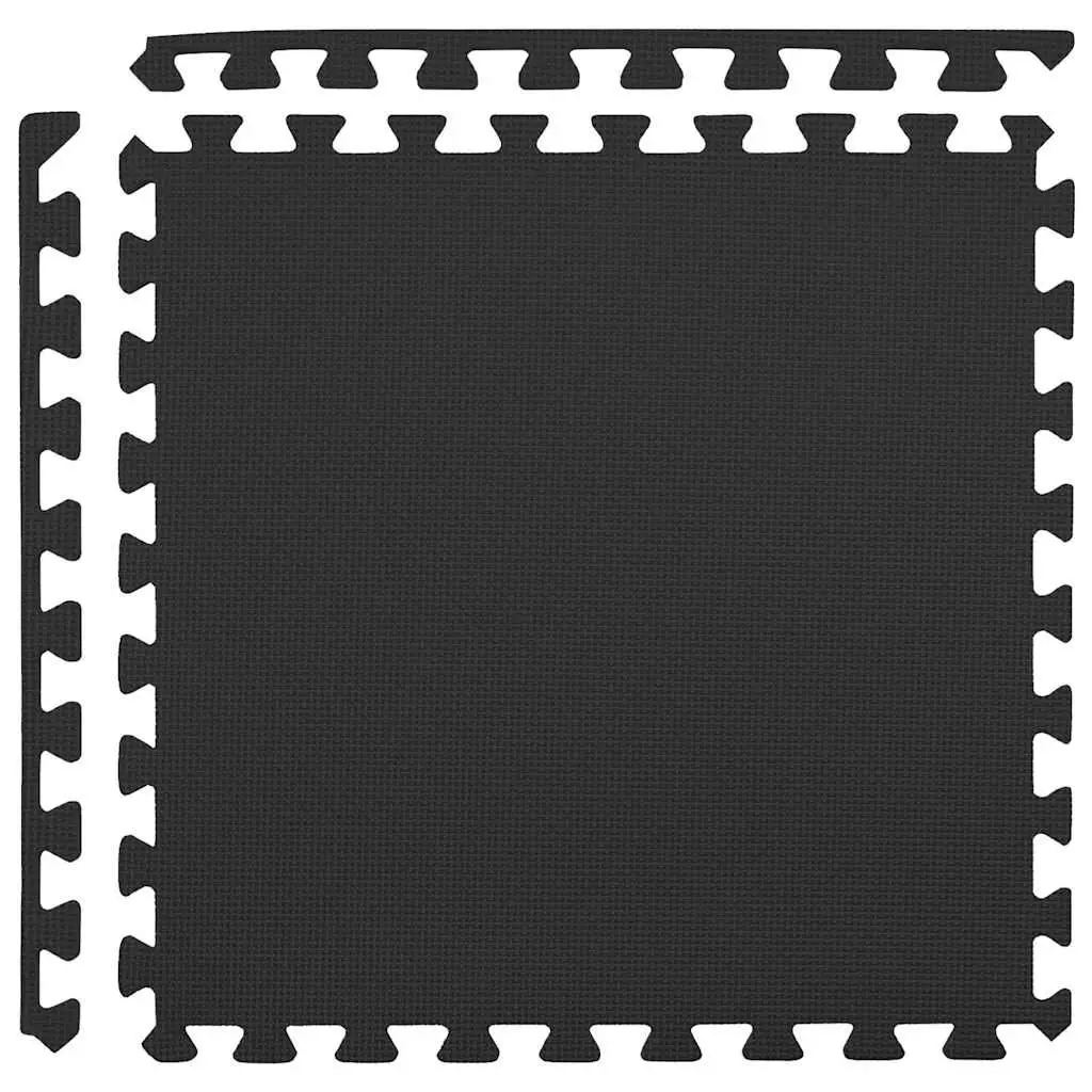 Exercise Floor Mats Black 12 Piece Interlocking Foam Padding Anti-slip Water-resistant