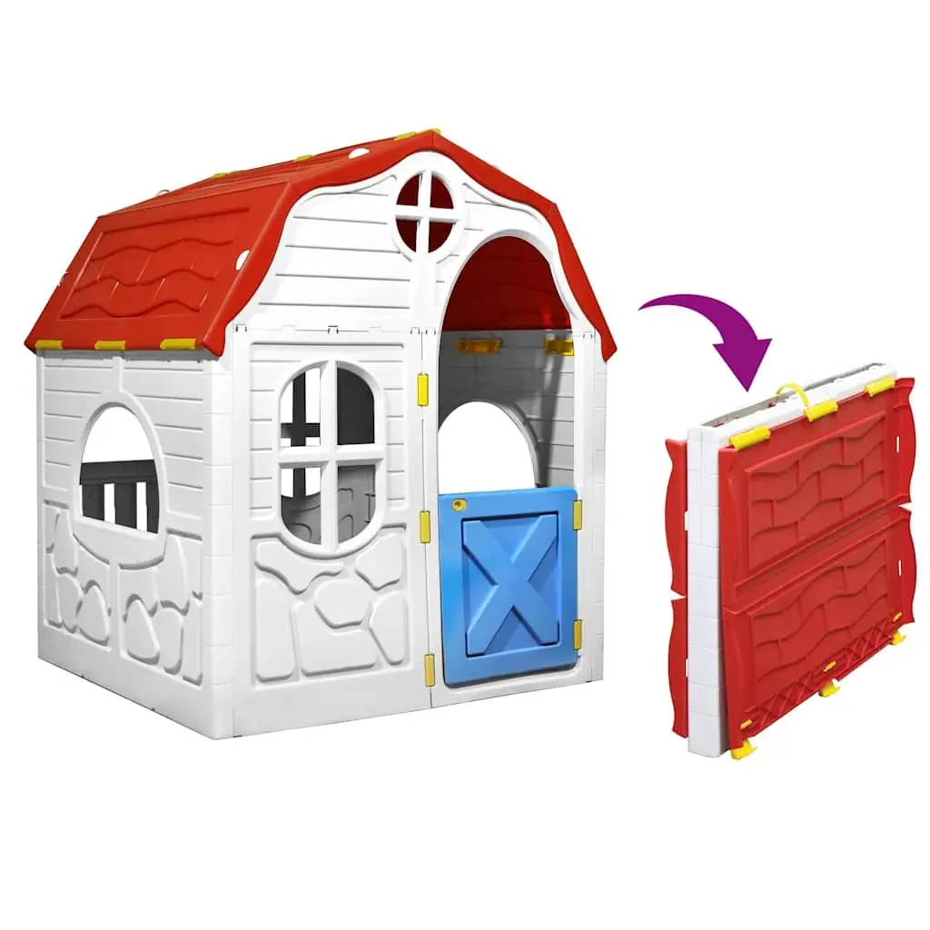 Kids Foldable Playhouse Cottage Portable Play Centre Multicolour Door Windows