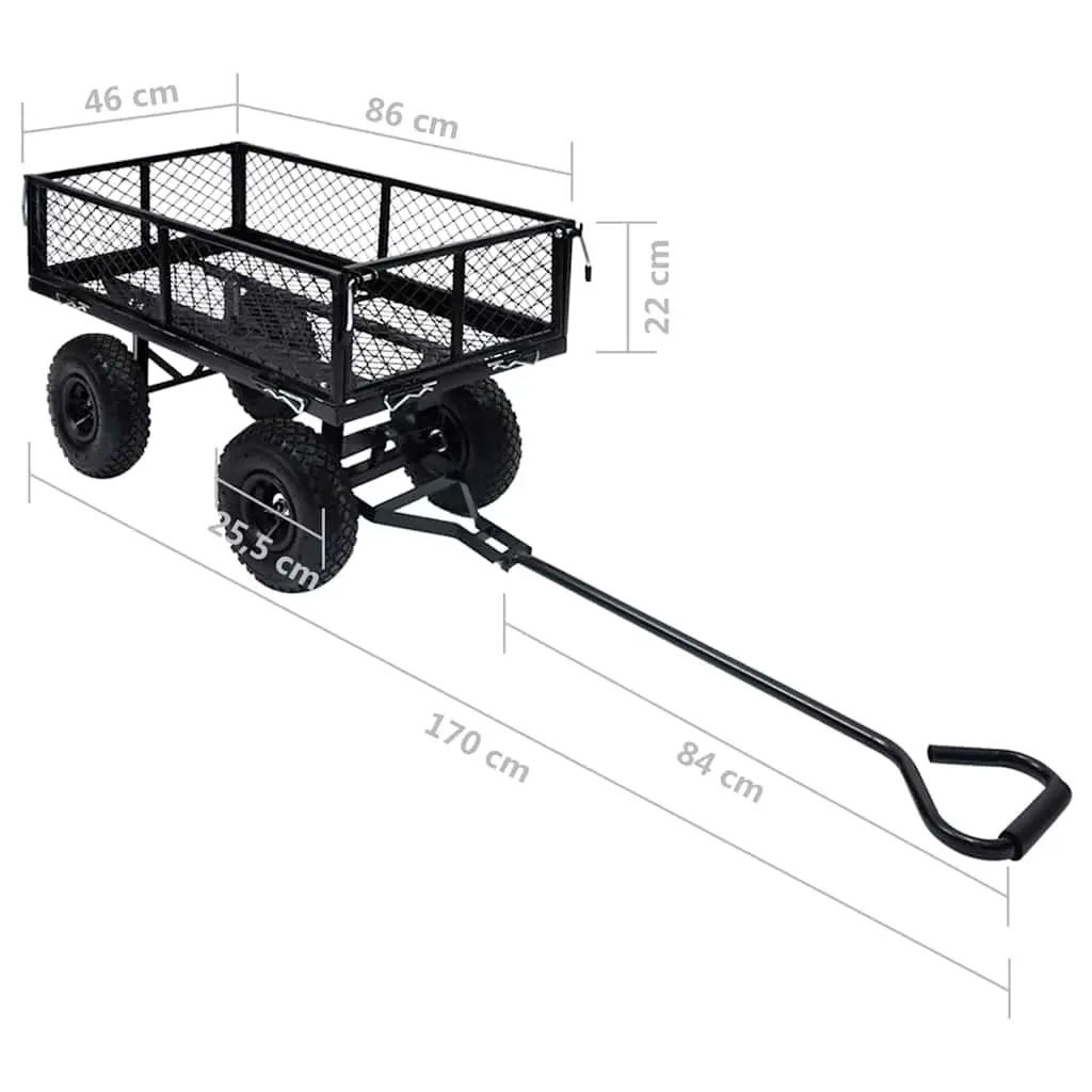 Garden Hand Trolley Black Heavy-Duty Steel 250kg Load Capacity Pneumatic Wheels