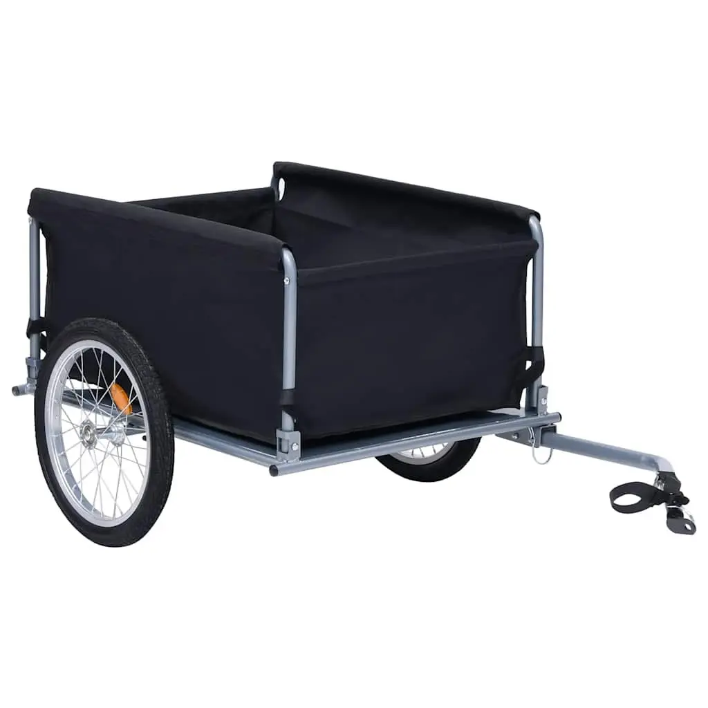 Bike Trailer Black Steel Frame Foldable Cargo Accessory 65kg Load Capacity