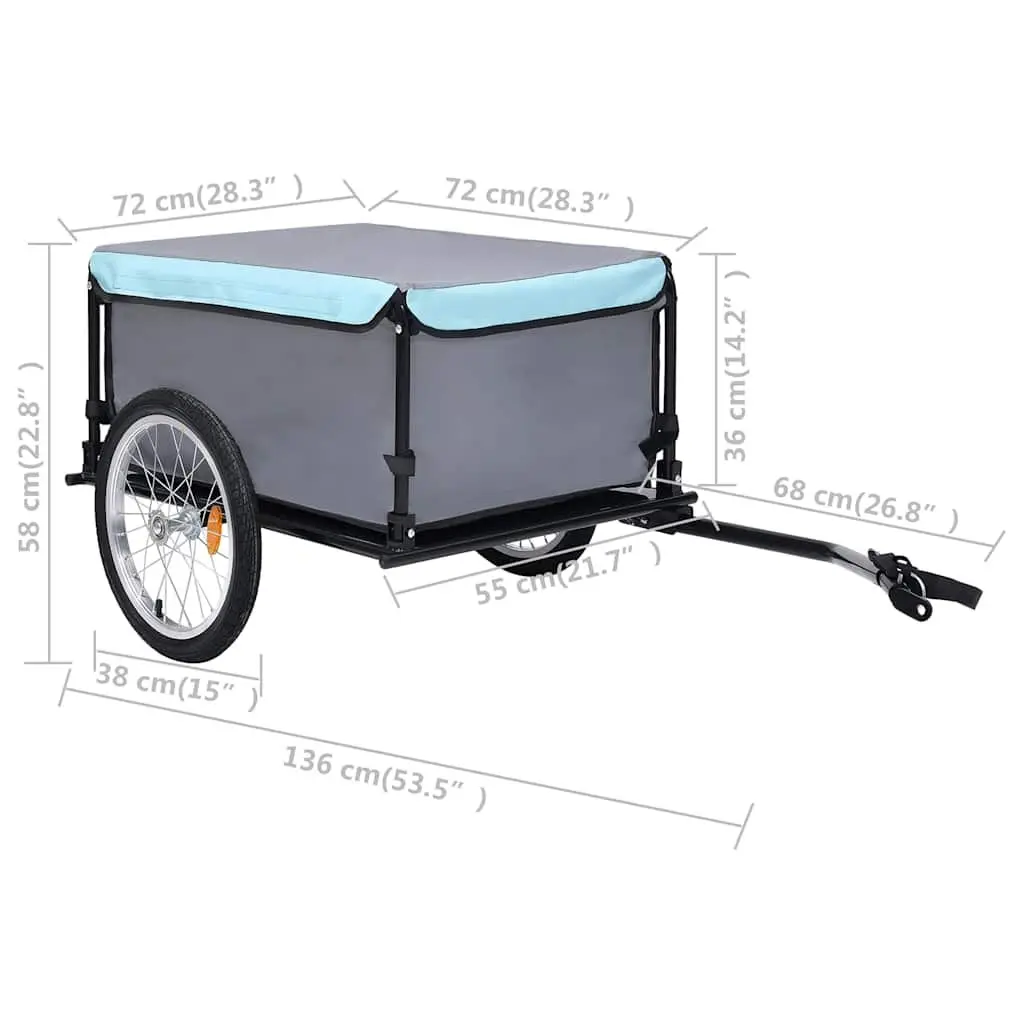 Bicycle Trailer 65kg Load Capacity Foldable Drawbar Quick Release Tyres Grey