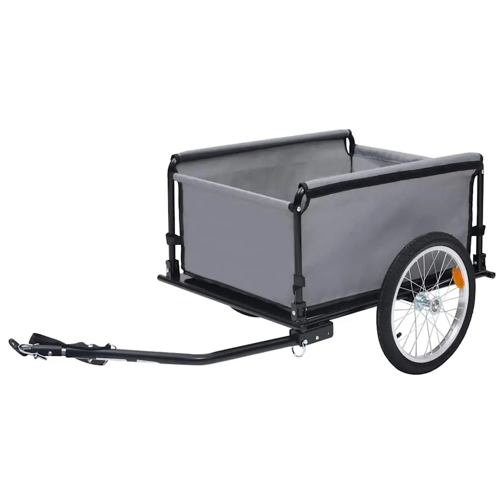 Bike Trailer Grey Steel Frame Foldable Cargo 65 kg Capacity Water-resistant