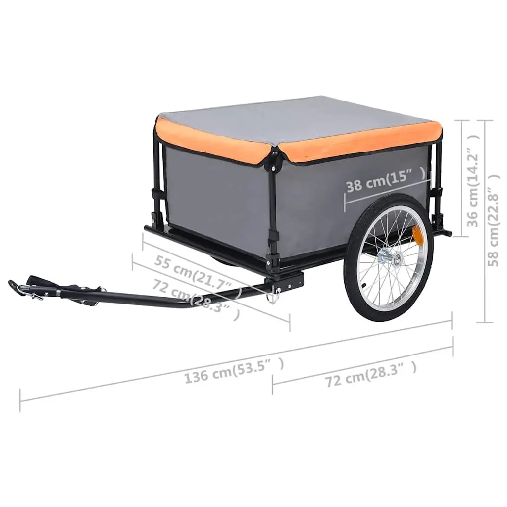 Bike Trailer Grey Steel Frame Foldable Cargo 65 kg Capacity Water-resistant