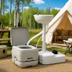 Compact Camping Toilet and Handwash Station Set