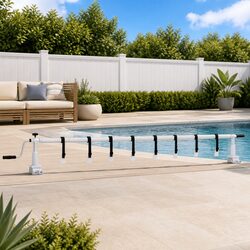 Compact Pool Cover Roller with Adjustable Slide Base