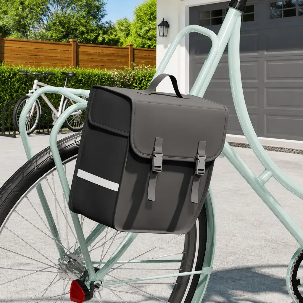 Bicycle Pannier Bag Black 21L Waterproof Storage for Commuting Touring Cycling