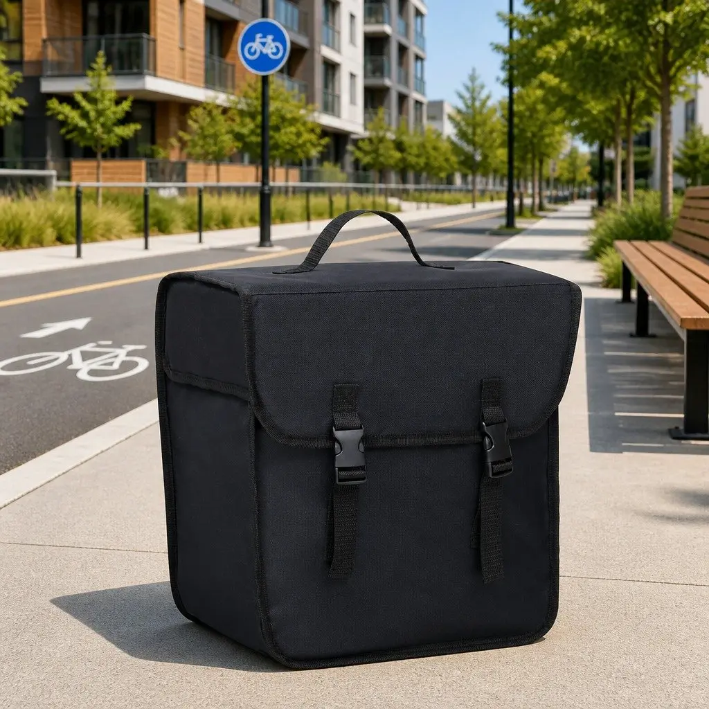 Bicycle Pannier Bag Black 21L Waterproof Storage Rack Mount Cycling