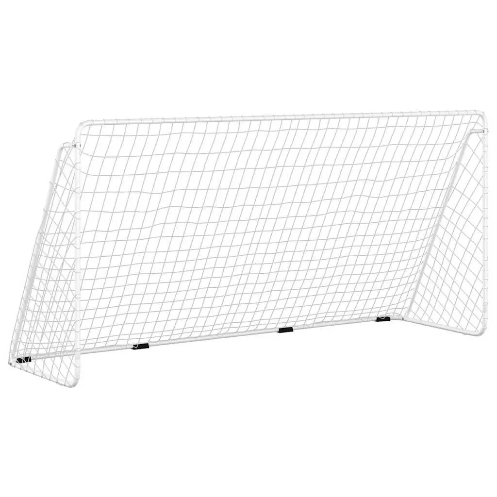 Football Goal White 366x122x182cm Steel Frame Durable for Adult Soccer Training