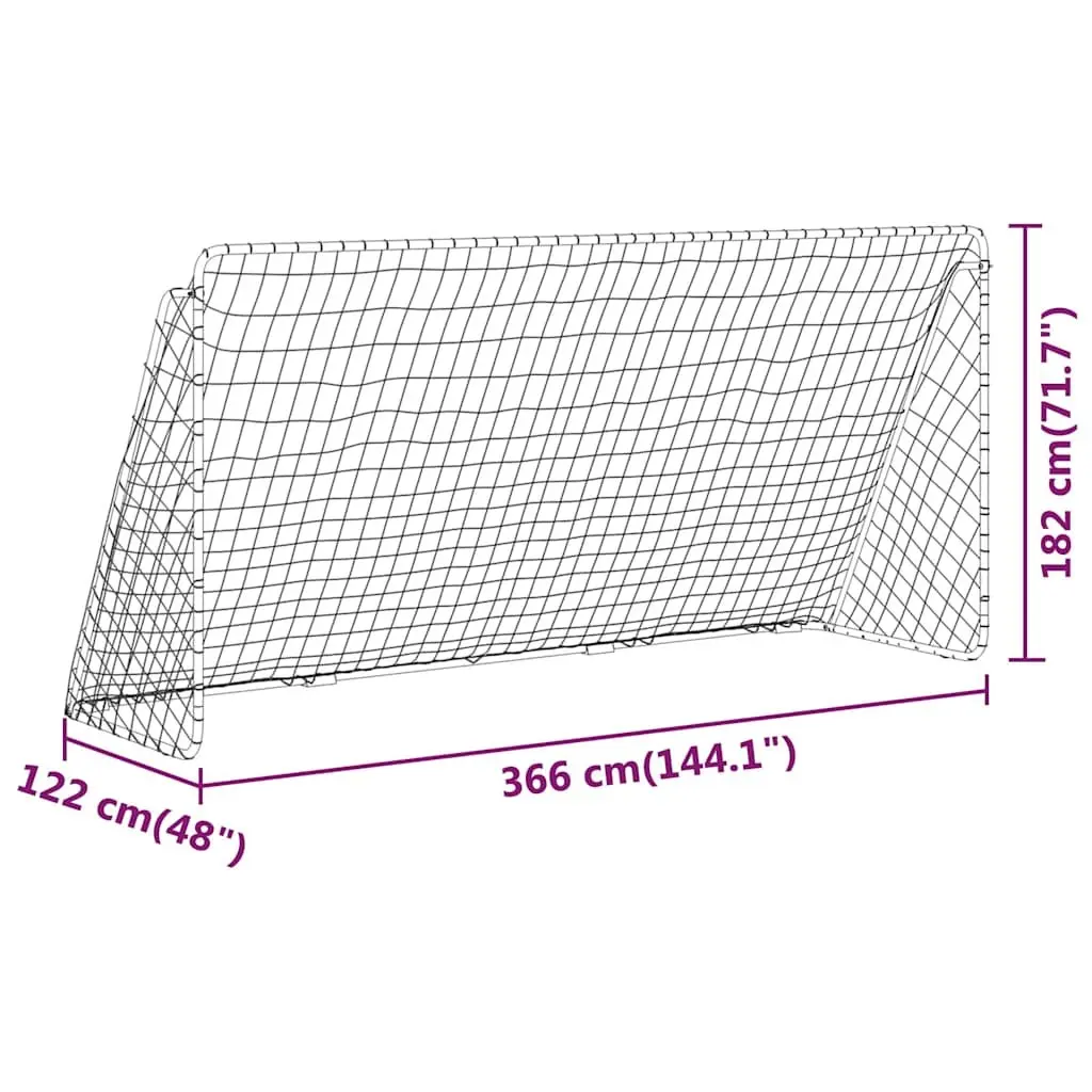 Football Goal White 366x122x182cm Steel Frame Durable for Adult Soccer Training