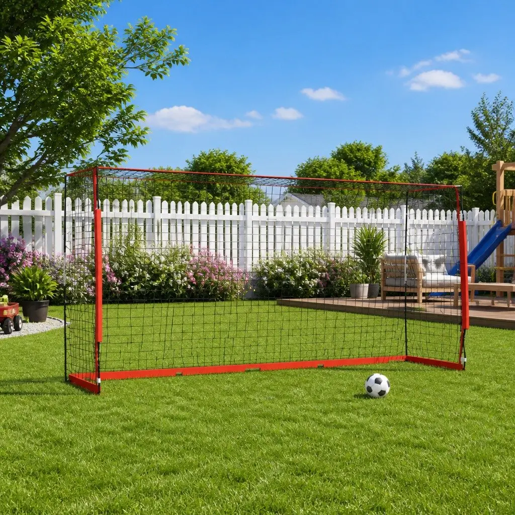 Foldable Soccer Goal Black 366.5x91x183 cm Steel Frame Portable Football Training Net