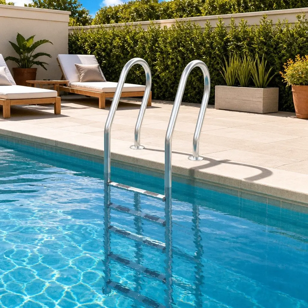 Pool Ladder Silver 54x38x211 cm Stainless Steel Non-Slip Step Handrail