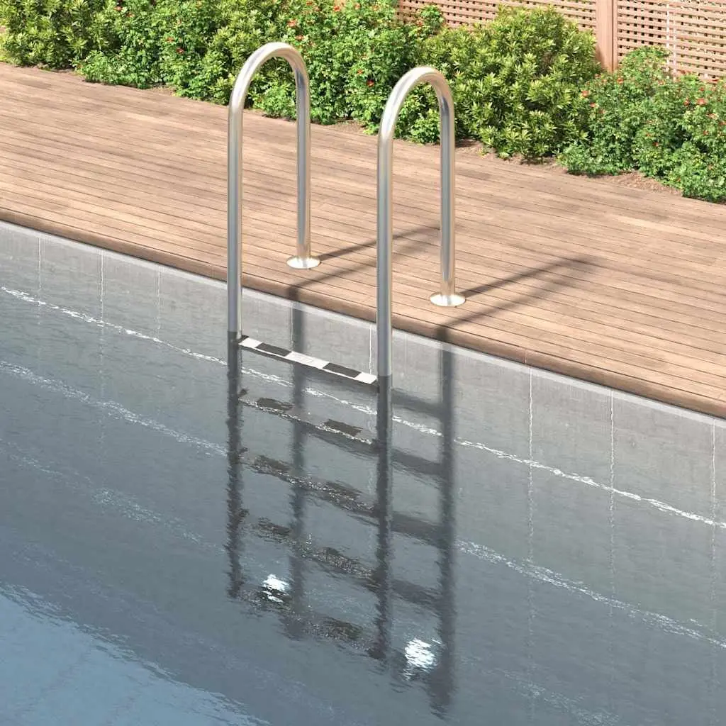 Pool Ladder Silver 54x38x211cm Stainless Steel Non-slip Steps for Safe Entry and Exit