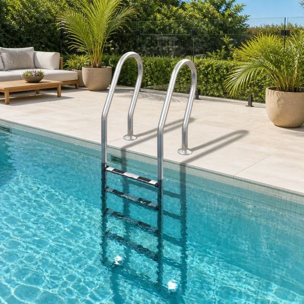 Pool Ladder Silver 54x38x211 cm Stainless Steel Non-Slip Handrail