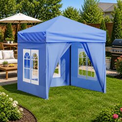 Compact Blue Folding Party Tent 2x2m with Sidewalls