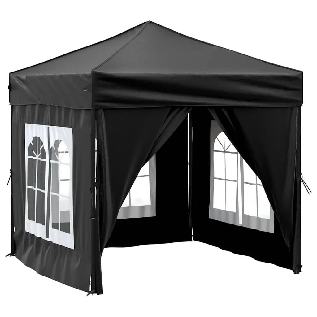 Folding Party Tent Black 2x2 m UV Resistant Water Resistant with Sidewalls