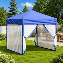 Compact Blue Folding Party Tent with Sidewalls 2x2m