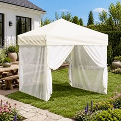 Folding Party Tent with Sidewalls Cream 2x2 m Outdoor Gazebo Canopy