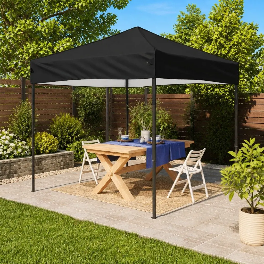 Folding Tent Black 3x3m Outdoor Shelter Canopy Durable Steel Frame UV Resistant Water Resistant