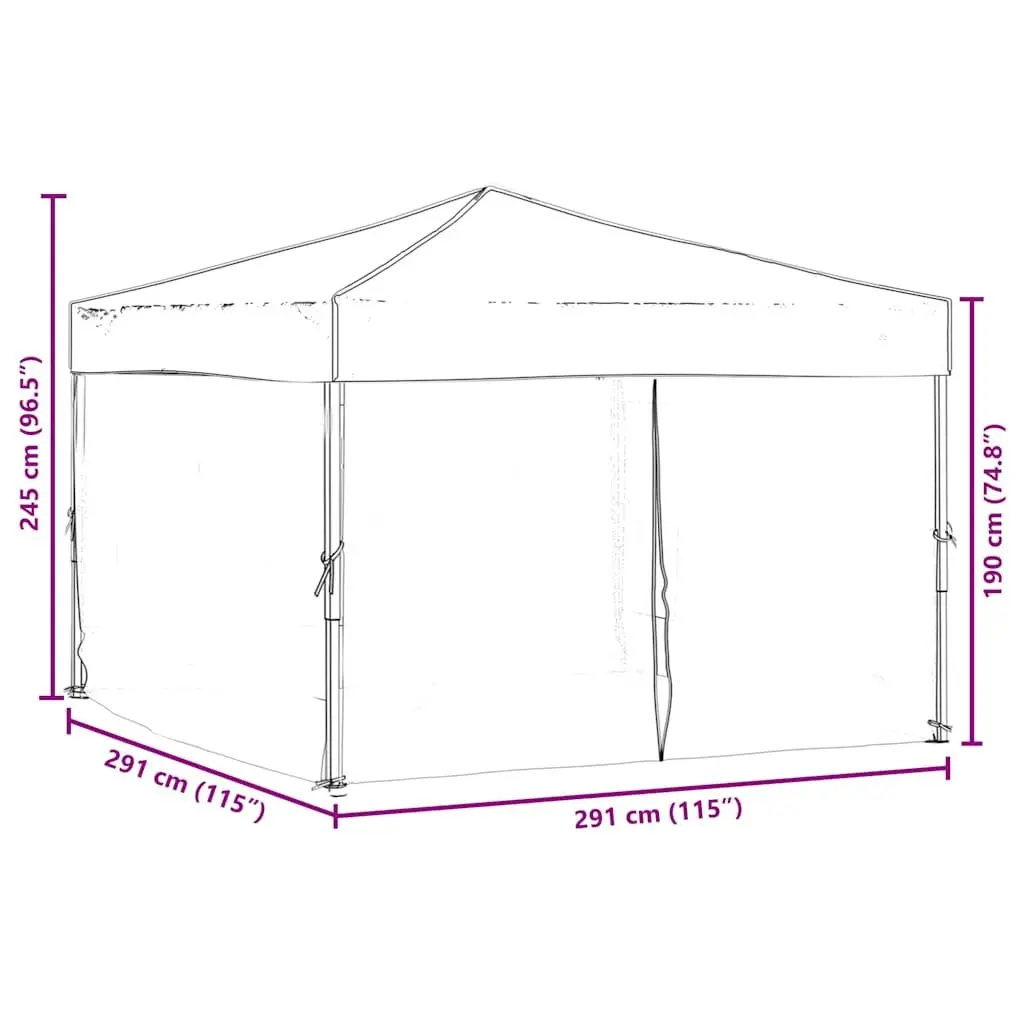 Folding Party Tent with Sidewalls Anthracite 3x3m Outdoor Canopy Gazebo