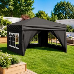 Compact Folding Party Tent 3x3m – Black Canopy